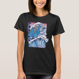 Skeleton Surfing Wave Off Kanagawa Japanese Aesthe T-Shirt