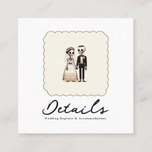 Skeleton Sweethearts Bride Groom Wedding Details Square Business Card