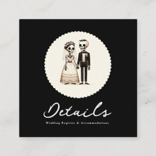Skeleton Sweethearts Bride + Groom Wedding Details Square Business Card