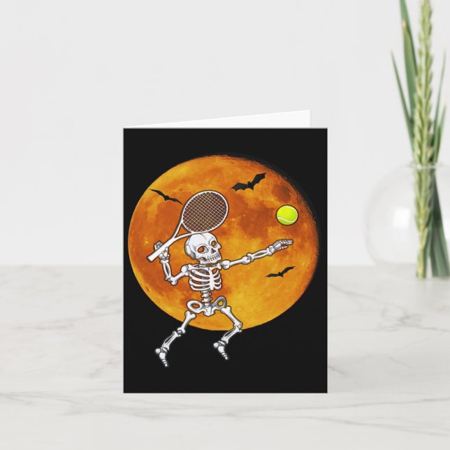 Skeleton Tennis Halloween Racket Ll  Card (Front)