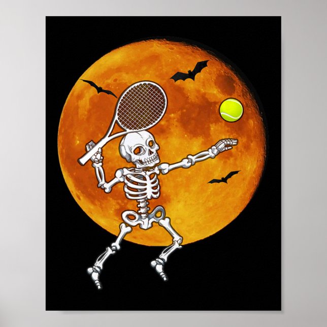 Skeleton Tennis Halloween Racket Ll  Poster (Front)