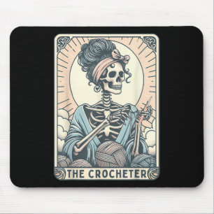 Skeleton The Crocheter Mum Tarot Card Knitter Croc Mouse Pad