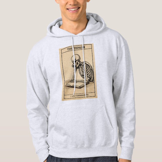Skeleton Thinker Illustration Hoodie (Front)