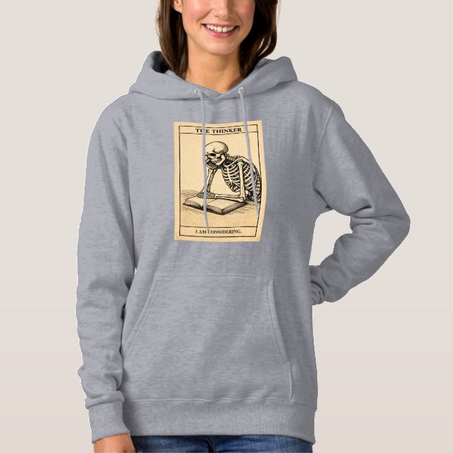 Skeleton Thinker Illustration Hoodie (Front)