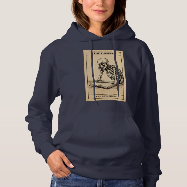 Skeleton Thinker Illustration Hoodie (Front)