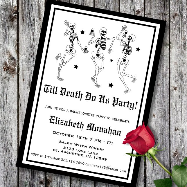 Skeleton Till Death Do Us Party Bachelorette Invitation (Creator Uploaded)