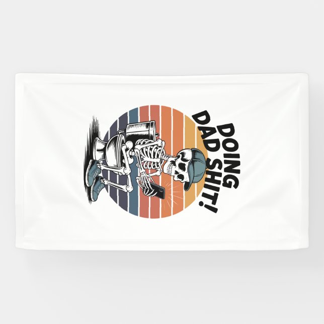 Skeleton Toilet Dad Banner (Horizontal)