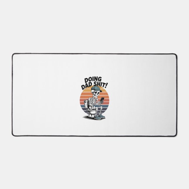 Skeleton Toilet Dad Desk Mat (Front)
