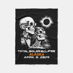 Skeleton Total Solar Eclipse Alaska AK Fleece Blanket