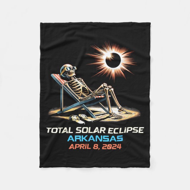 Skeleton Total Solar Eclipse Arkansas AR Fleece Blanket (Front)