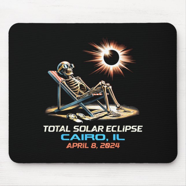 Skeleton Total Solar Eclipse Cairo Illinois Mouse Pad (Front)