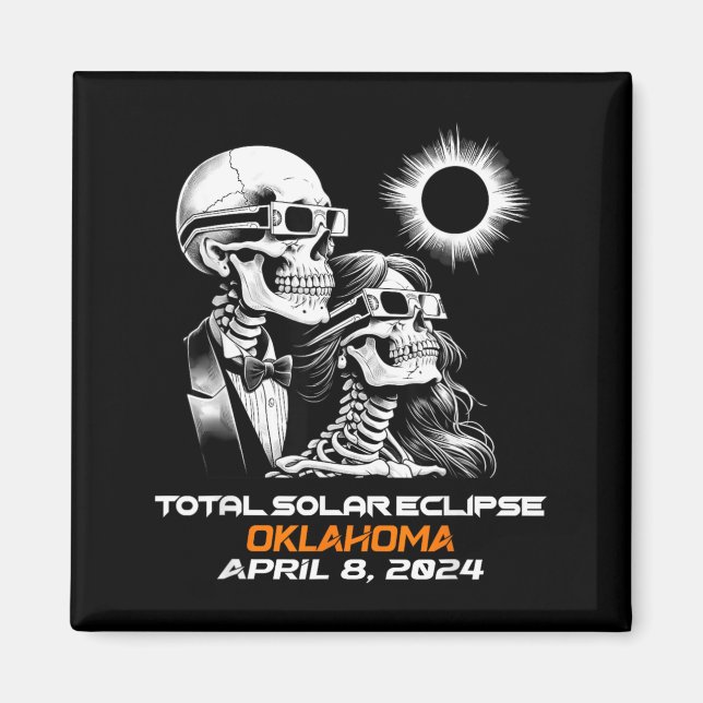 Skeleton Total Solar Eclipse Oklahoma Ok Magnet (Front)