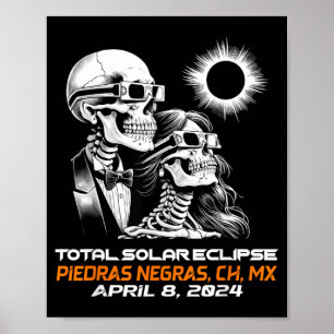 Skeleton Total Solar Eclipse Piedras Negras Poster