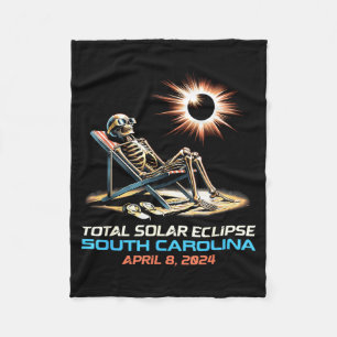 Skeleton Total Solar Eclipse South Carolina SC Fleece Blanket