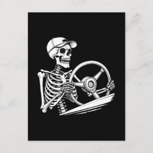Skeleton Truck Driver - Funny Big Trucking Trucker Holiday Postcard