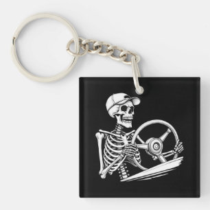 Skeleton Truck Driver - Funny Big Trucking Trucker Key Ring
