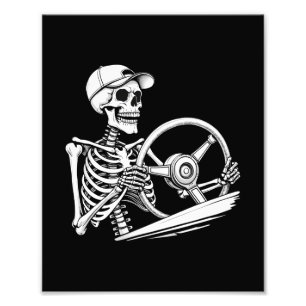 Skeleton Truck Driver - Funny Big Trucking Trucker Photo Print