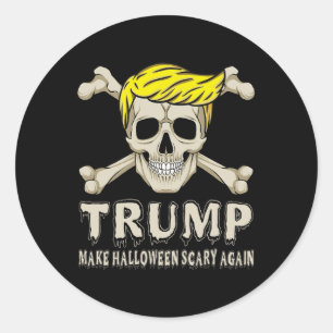 Skeleton Trump Make Halloween Scary Again America  Classic Round Sticker