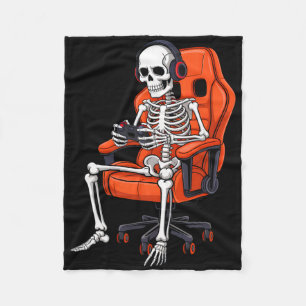 Skeleton Video Game Halloween For Men Boys Kids To Fleece Blanket