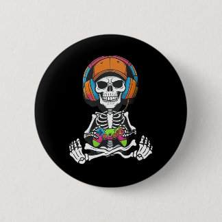 Skeleton Video Game Halloween Gaming Gamer Boys Me 6 Cm Round Badge