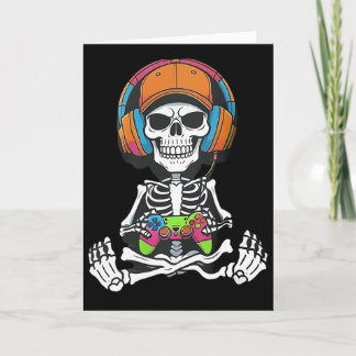 Skeleton Video Game Halloween Gaming Gamer Boys Me Card