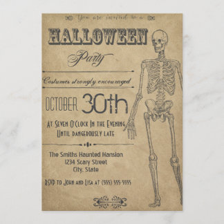 Skeleton Vintage Halloween Invitation