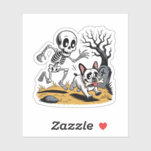 Skeleton vs French Bulldog – Funny Halloween Chase