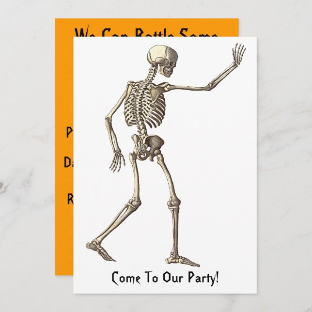 Skeleton Waving Halloween Invitation (Front/Back)