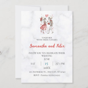 Skeleton Wedding Attire Marble Wedding Invitation