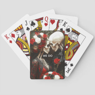Skeleton Wedding Black & Red Playing Cards