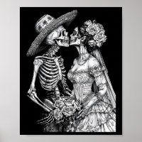 Skeleton Wedding Bride And Groom Day Dead Hallowee