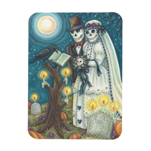 SKELETON WEDDING IN CEMETERY MAGNET Rectangle (Vertical)