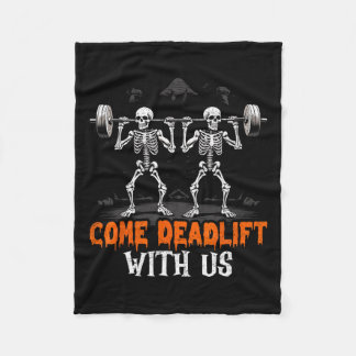 Skeleton Weightlifter Bodybuilder Workout Fitness Fleece Blanket