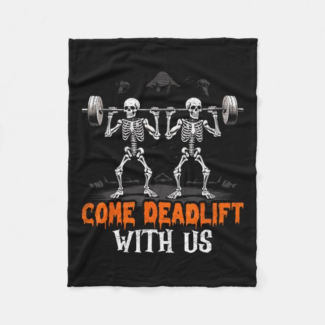 Skeleton Weightlifter Bodybuilder Workout Fitness  Fleece Blanket (Front)
