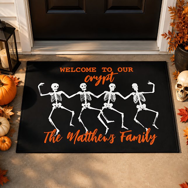 Skeleton Welcome to Our Crypt Personalised Doormat (Creator Uploaded)