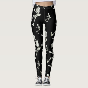 skeleton white black leggings her