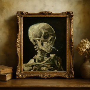 Skeleton with a Burning Cigarette   Van Gogh Poster