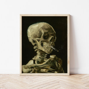Skeleton with a Burning Cigarette   Van Gogh Poster