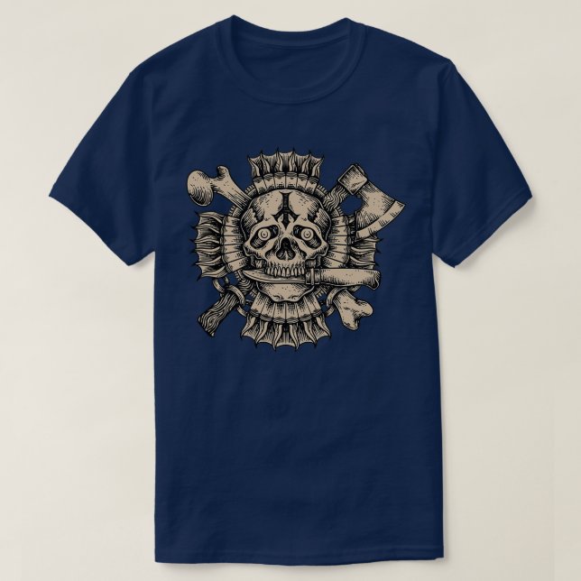 Skeleton With A Knife In th Engraving T-Shirt (Design Front)