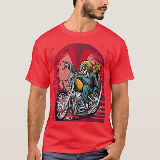 Skeleton with Big Bike Creepy Skeleton T-Shirt