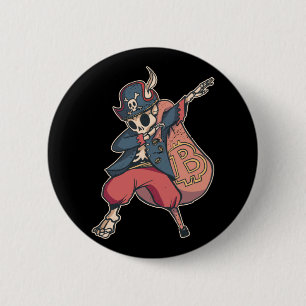 Skeleton with Bitcoin Logo 6 Cm Round Badge