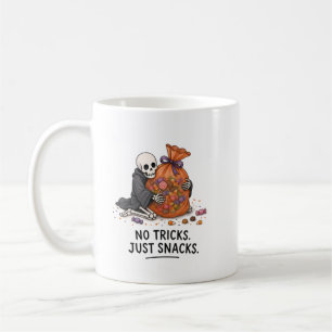 Skeleton with Candy Bag Funny Halloween Illustrati Coffee Mug