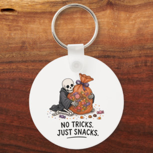 Skeleton with Candy Bag Funny Halloween Illustrati Key Ring