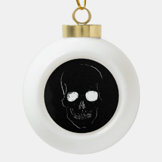 Skeleton with Glowing Eyes on a Ceramic Ball Christmas Ornament
