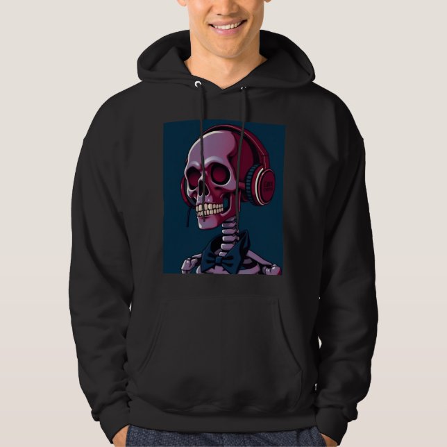 Skeleton with headphones hoodie (Front)