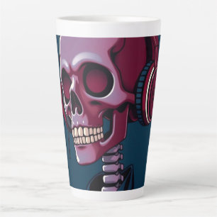 Skeleton with headphones latte mug