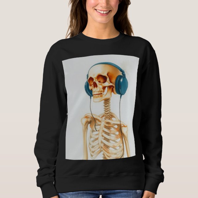 Skeleton with headphones  sweatshirt (Front)