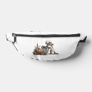 Skeleton with pumpkin and drink. Halloween Bum Bags