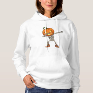 Skeleton with Pumpkin Head Dab Dance Halloween Hoodie
