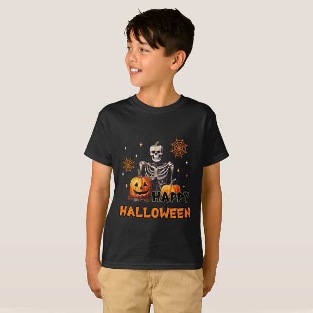 Skeleton with pumpkins T-Shirt (Front Full)